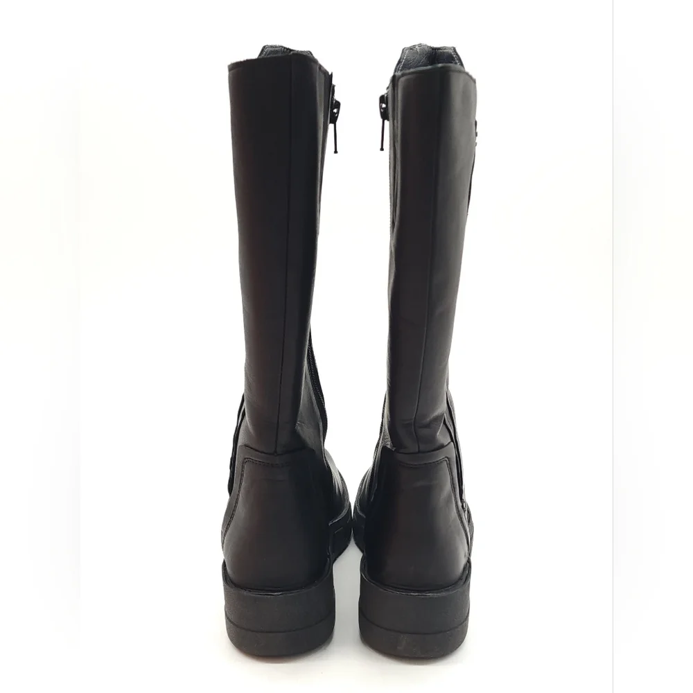 Miz Mooz Lear Black Leather Zip Up Mid Calf Boots - Picture 6 of 10